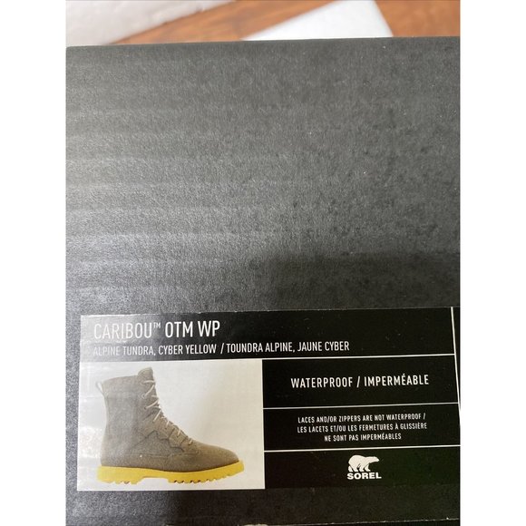 NIB Sorel Caribou OTM Waterproof Boot Alpine Tundra Cyber Yellow - Picture 4 of 4